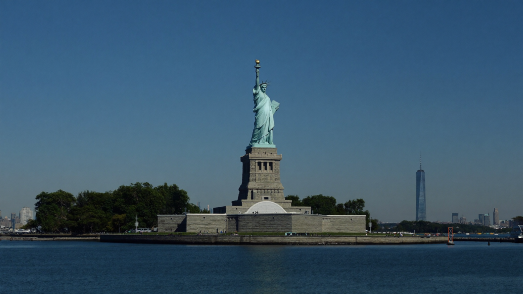 The Statue of Liberty in New York Harbor, symbolizing American buyers relocating to Marbella