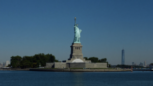 The Statue of Liberty in New York Harbor, symbolizing American buyers relocating to Marbella